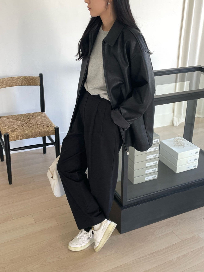 Deondo leather half-coat-2col