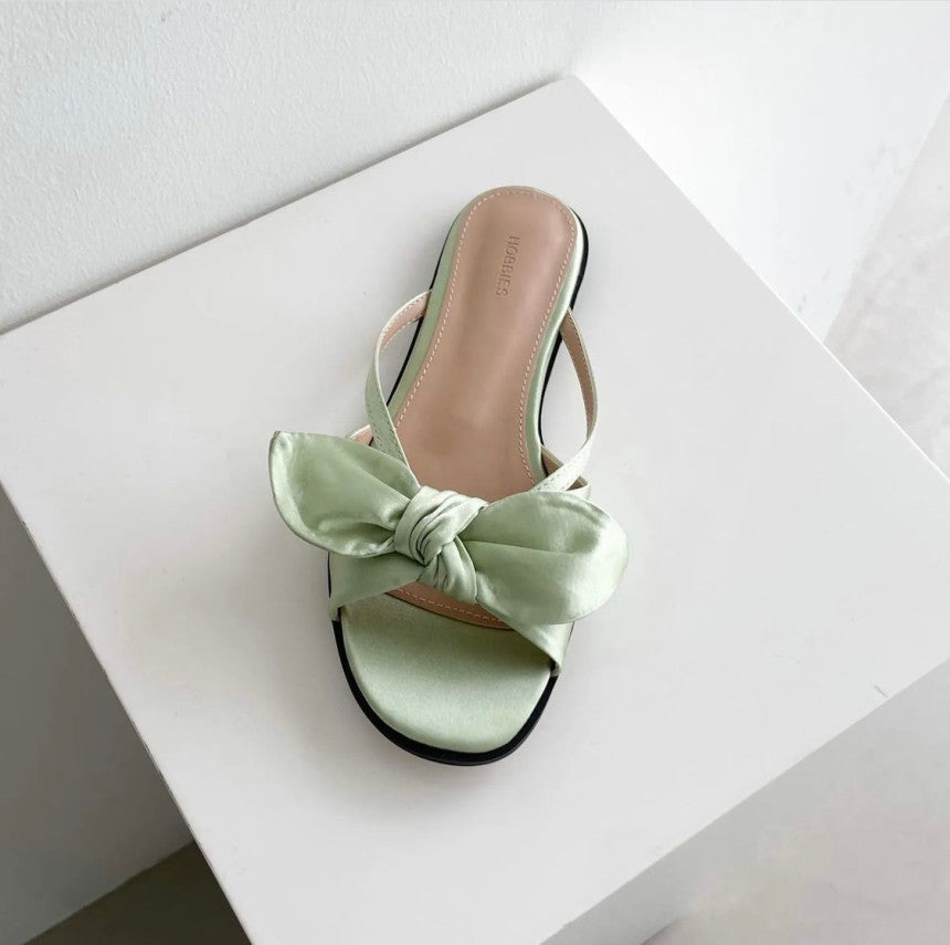 Satin ribbon mule-5col