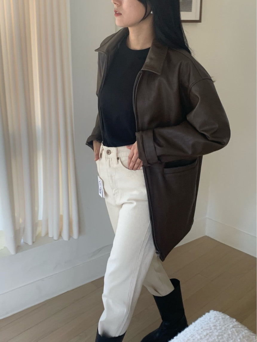 Deondo leather half-coat-2col