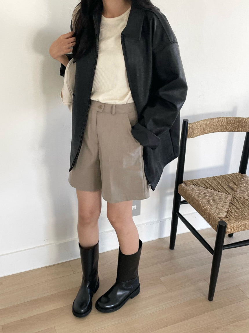 Deondo leather half-coat-2col