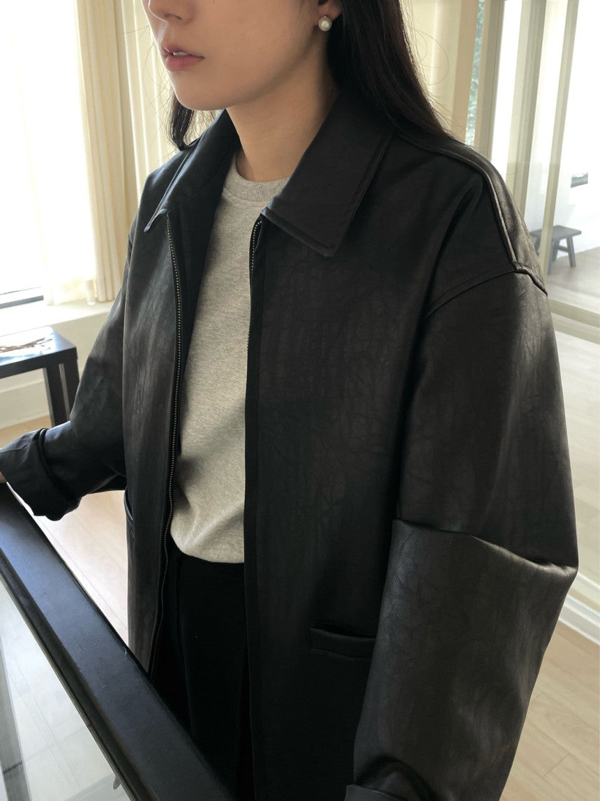 Deondo leather half-coat-2col