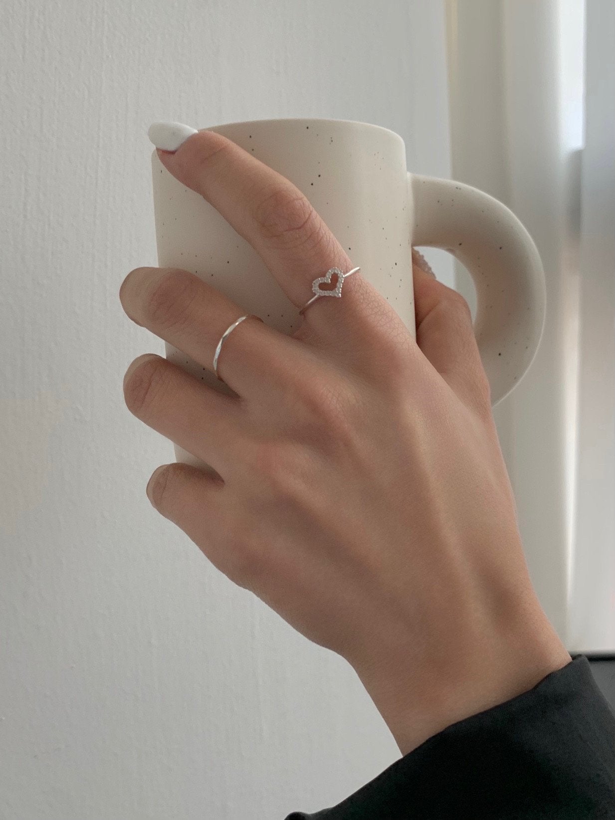 Cubic heart ring-2col