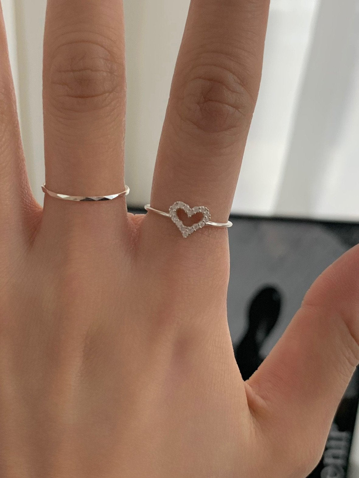 Cubic heart ring-2col