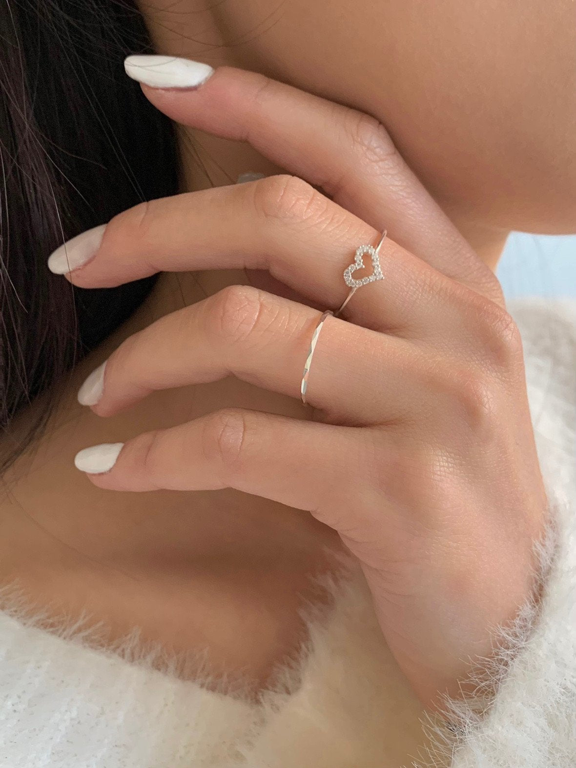 Cubic heart ring-2col